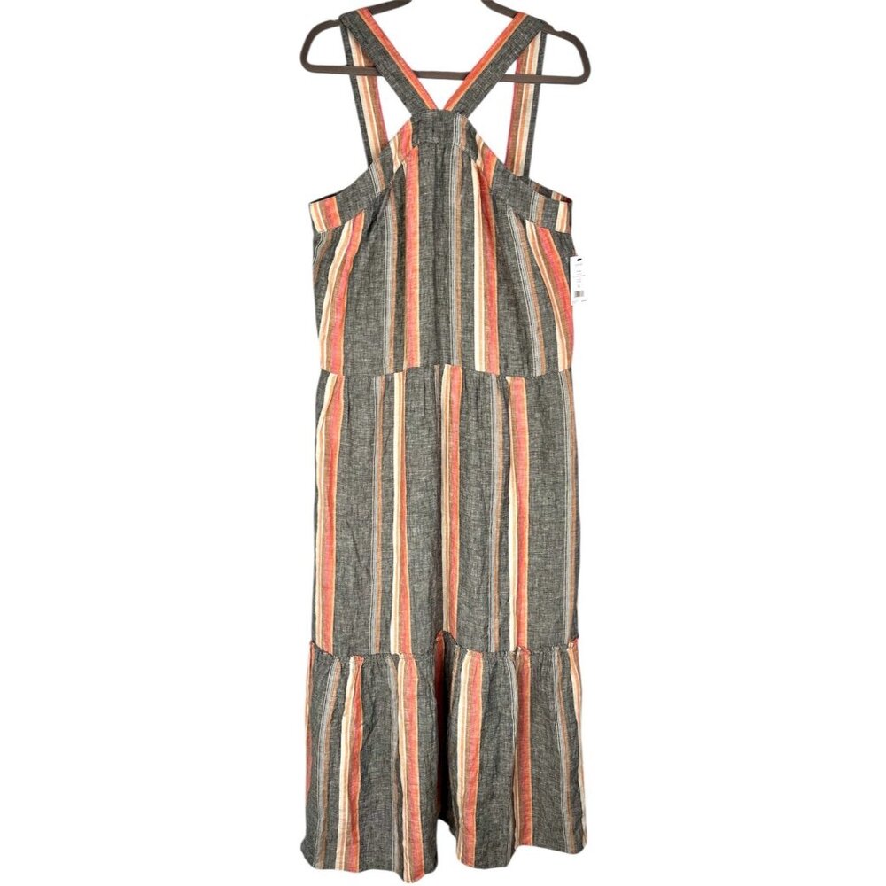 JOIE Women's Gray Multicolor Stripe Linen Sleeveless Halter Neck Rosabel Dress